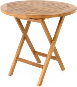 DIVERO okrągły stolik wykonany z drewna tekowego, Ø 80 cm