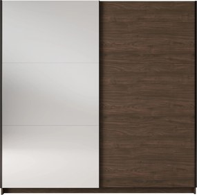 Szafa Przesuwna BELDEN 150,6 cm z Lustrem Szafa Dwudrzwiowa, Orzech