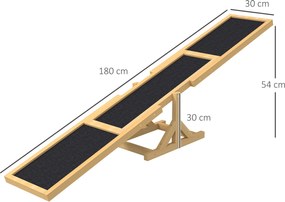 PawHut Wippe dla Psów do Treningu Agility, antypoślizgowa, do 50 kg, 180 x 30 x 30 cm