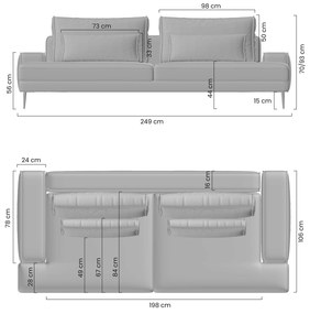 Kanapa do salonu Nicole - szary szenil Perfect Harmony 85 / nogi czarne