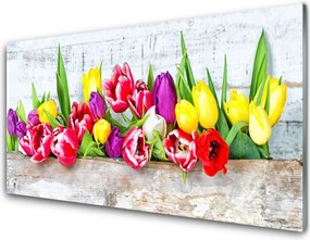 Dekor Szklany do Kuchni Radosna Kompozycja Tulipanów