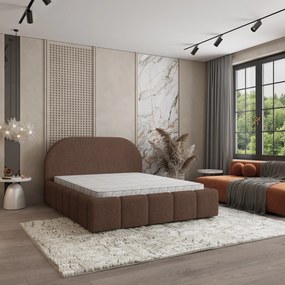 Masseno Łóżko Tapicerowane FLUSSO z pojemnikiem na pościel i stelażem 180x200 cm - Brązowy, QUELLE 25