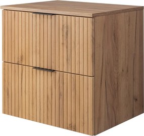 Szafka pod umywalkę, Dąb Craft, 60 x 57 x 46 cm, uchwyt czarny + Blat