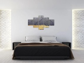 Obraz - Niebiesko-złota abstrakcja N⁰1 (125x70 cm)