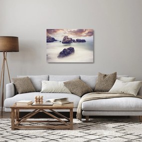 Obraz na szkle - klify we mgle (70x50 cm)