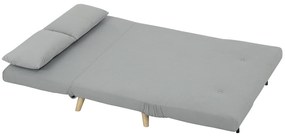 HOMCOM Sofa Rozkładana, Sofa Relaksacyjna, wraz z 2 Poduszkami, Imitacja Aksamitu, 130 x 78 x 79 cm, Jasnoszary