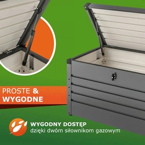 Metalowa skrzynia ogrodowa METALBOX, 385L, 120×62×63cm, antracytowa Gardebruk