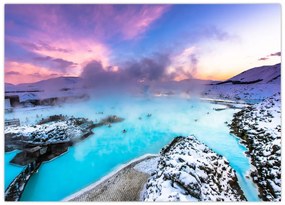 Obraz na szkle - Błękitna laguna na Islandii (70x50 cm)