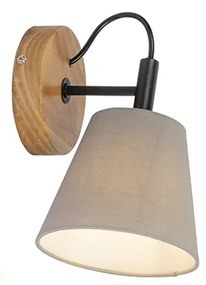 Rustykalna lampa ścienna drewniana z szarym - Cupy