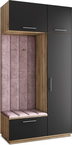 Masseno Garderoba REMA 120/240/60 cm Nowoczesna Szafa do Przedpokoju Dąb wotan, MONOLITH 62 (Wrzosowy)