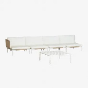 4-częściowa Modułowa Narożna Sofa Ogrodowa I Stolik Kawowy Roubly Beige Migdałowa - Sklum