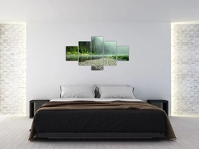 Obraz - rzeka przy lesie (125x70 cm)