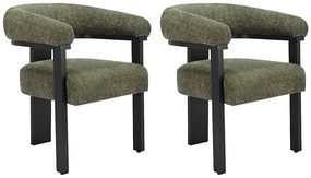 Zestaw 2 krzeseł z podłokietnikami z bukli i drewna kauczukowego - Khaki i czarny - LIVELIA marki Pascal Morabito