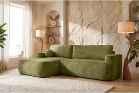 Narożnik Moon, do salonu, z funkcją spania, Flow, lewy, zielony (12)
