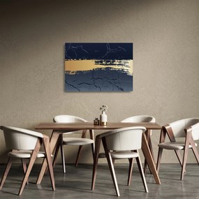 Obraz na szkle - Niebiesko-złota abstrakcja N⁰2 (70x50 cm)
