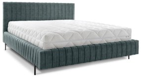 Morskie tapicerowane łóżko dwuosobowe ze schowkiem ze stelażem 160x200 cm Plissa – ELTAP