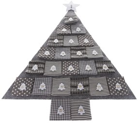 Tekstylny kalendarz adwentowy Gray tree, 68 x 68 cm