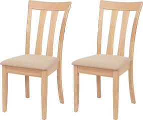 Krzesło do jadalni MCW-G46 (zestaw 2 szt.),  naturalny kolor stelaża, beżowy