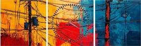 Obraz - Abstrakcyjne linie elektryczne (z zegarem) (90x30 cm)