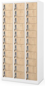 Szafka skrytkowa depozytowa pracownicza  biała/dąb sonoma: Eco Design OLIVER, 900 x 1850 x 450 mm