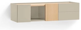 Beżowo-naturalna niska komoda w dekorze dębu 110x23 cm Otto – Teulat