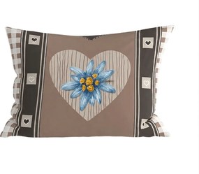 Polibawełniana poszewka na poduszkę HEART RETRO POLY 50x70 cm, brązowy