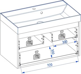 Szafka łazienkowa wisząca zielona lamelowy front 80 x 45 cm z umywalką z otworem CUSCO
