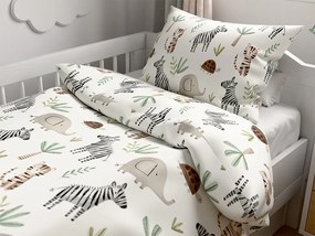 PrzytulneMieszkanie.pl PrzytulneMieszkanie.pl Pościel krepa do łóżeczka Renforcé JUNGARI kremowa Rozmiar pościeli: 45 x 65 cm | 90 x 140 cm