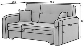 Rozkładana 2-osobowa sofa LAINE, jasnoróżowa