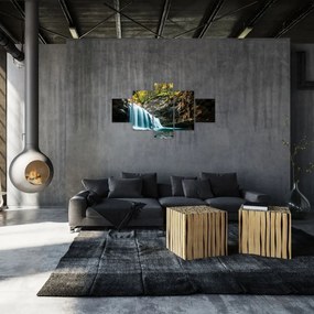 Obraz leśnego wodospadu (125x70 cm)