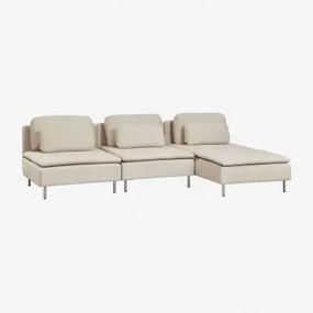 Sofa Modułowa Oriol 3-częściowa, Prawa, Leżanka Szezlong Bez Podłokietników & Tkaniny Beżowy Krem - Sklum