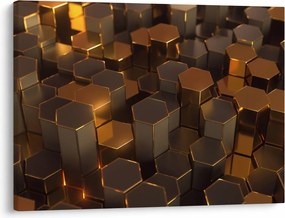 Obraz - Sześciokąty z brązu (70x50 cm)