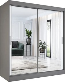 Szafa przesuwna z lustrem 180 cm antracyt + biały M9-T57