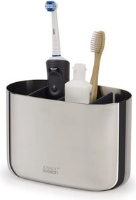 Stojak na szczoteczki do zębów ze stali nierdzewnej w kolorze srebra z połyskiem EasyStore Luxe – Joseph Joseph