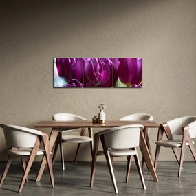 Obraz tulipanów (z zegarem) (90x30 cm)