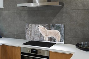 Panel Szklany Dziki Wilk w Zimowej Aurze