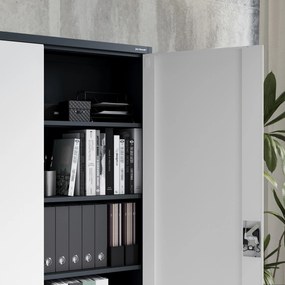 Szafa biurowa metalowa na akta antracytowo-biała JAN II, 1150 x 1850 x 400 mm