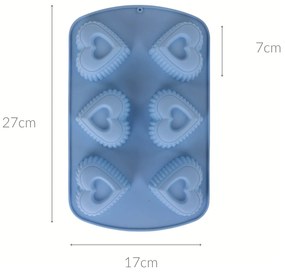 Niebieska silikonowa forma na muffiny, 27 x 17 cm