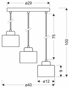 Nowoczesna lampa wisząca z trzema kloszami - V129-Katani