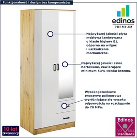 Szafa uchylna z lustrem dąb artisan + biały A9-C04