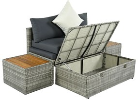Zestaw ogrodowy rattanowy DEBRA,szary/naturalny/kremowy
