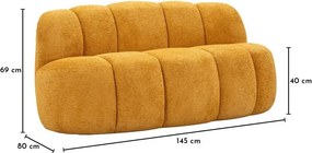 Musztardowa sofa z materiału bouclé 145 cm Ball – Mauro Ferretti