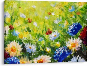 Obraz kwitnącej łąki, obraz olejny (70x50 cm)