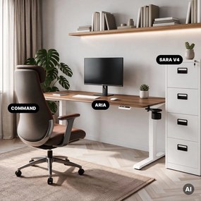 Duże biurko sit-stand do pracy Aria 160×80 cm, orzech/biały