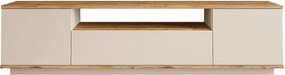 Szafka RTV 3-drzwiowa z 1 wnęką - Beżowy i naturalny - LOTULA