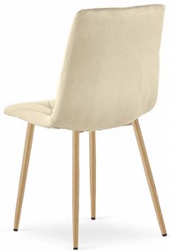 Jasnobeżowe aksamitne krzesło jadalniane LIBRA
