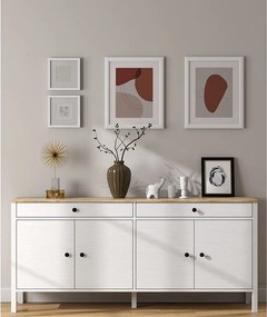 Komoda drewniana – 180 cm x 82 cm x 44 cm – Biała – Płyta wiórowa pokryta melaminą