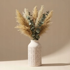 Osłonka Ceramiczna beżowa 17 cm Nowoczesny Wazon zdobiony Elegancki vintage