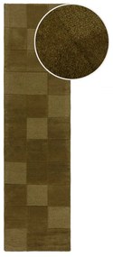 Wełniany chodnik tkany ręcznie w kolorze khaki 60x230 cm Checkerboard – Flair Rugs