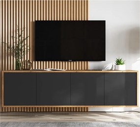 Szafka RTV NILA 4 150 dąb wotan/czarna mat